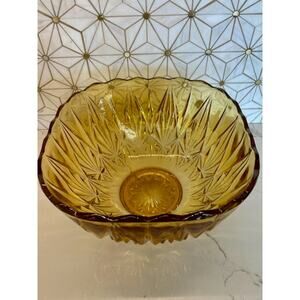 Vintage Amber Glass Punch‎ Bowl | Mid-Century Hazel Atlas or Anchor Hocking